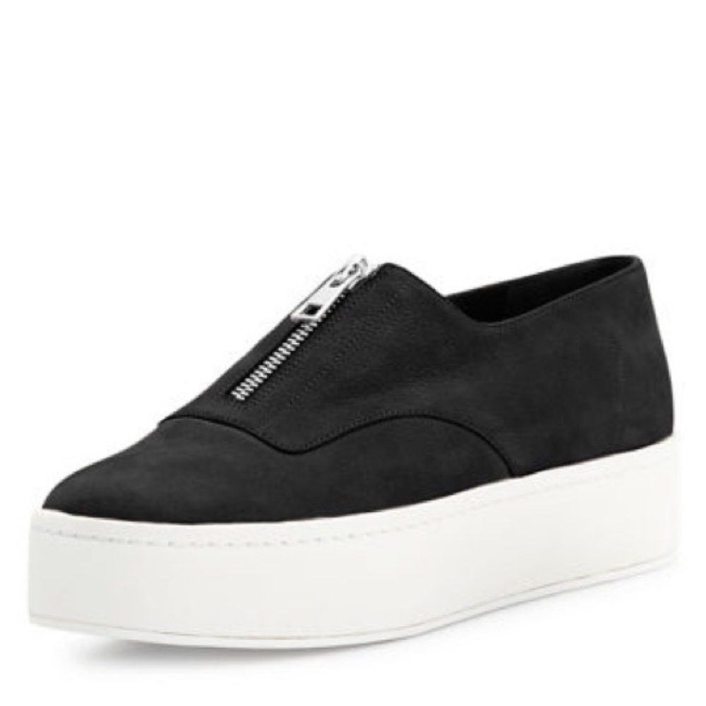 Vince platform Black Slip-On Sneakers with White Soles